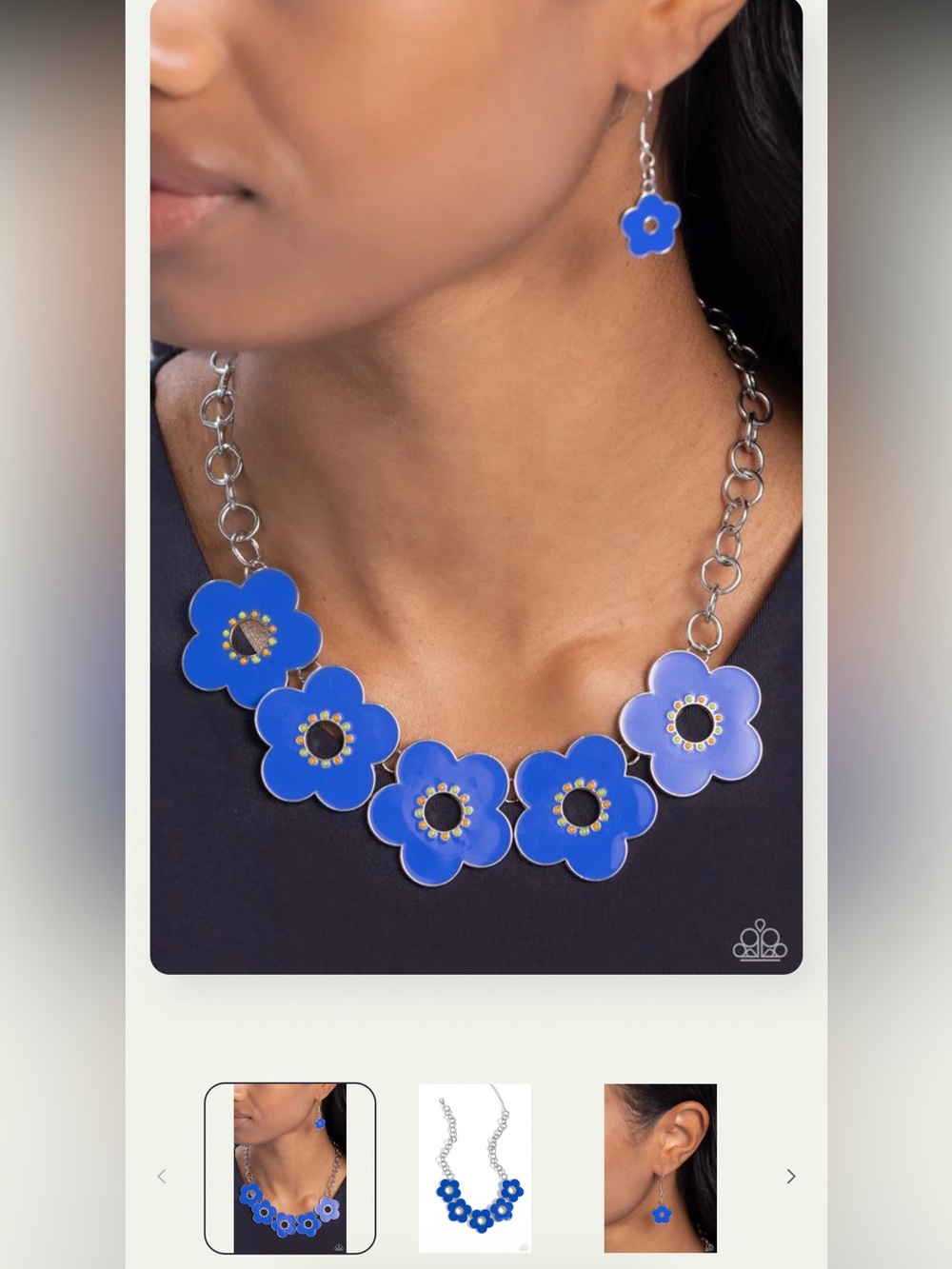 🔵💙🔵 “CARTOON COUTURE” BLUE NECKLACE WITH FREE EARRINGS ~ PAPARAZZI❗️🔵💙🔵 - Picture 6 of 7